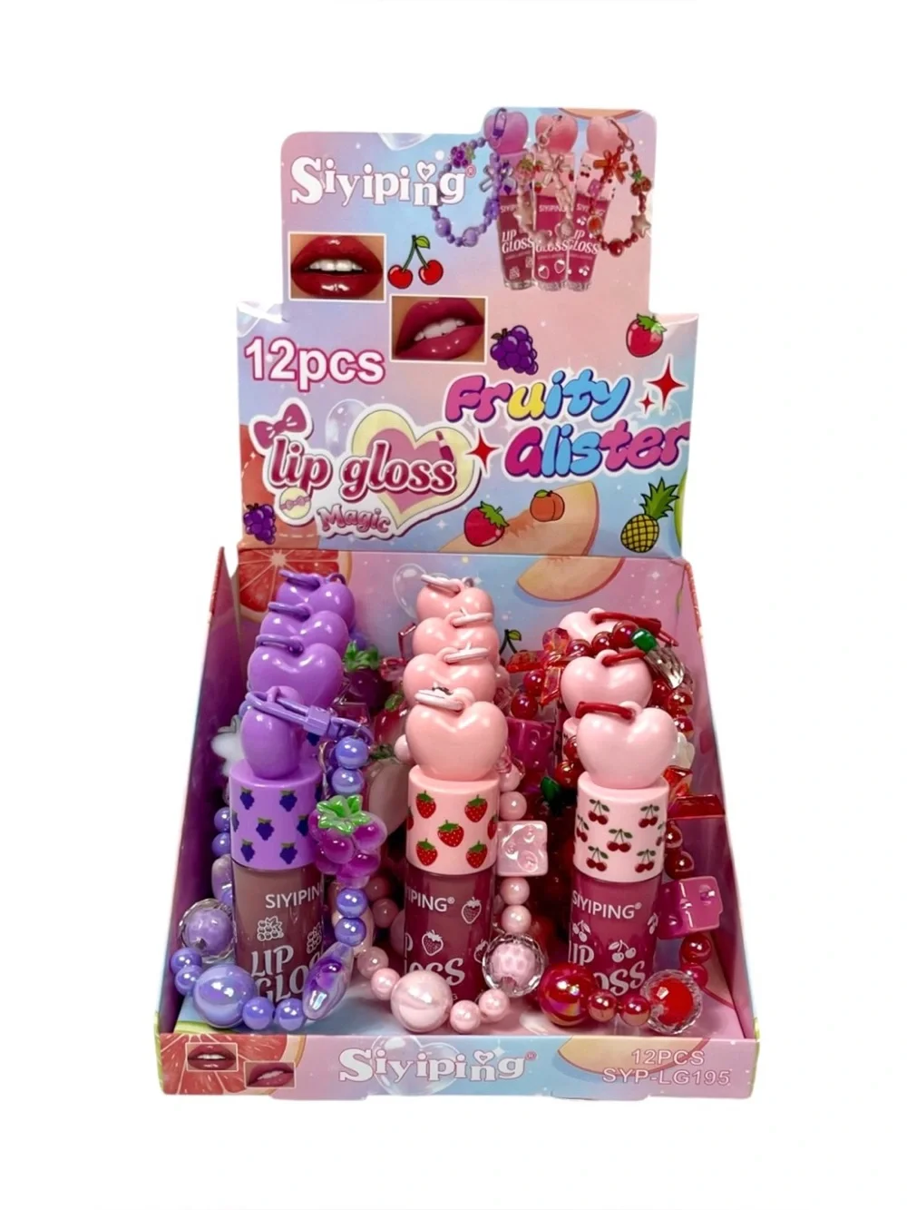 Pink Strawberry 🍓 Lip Gloss with Cute Beaded Charm